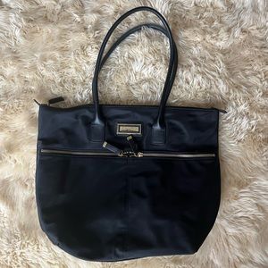 Calvin Klein Nylon Canvas Tote Bag With Long Shoulder Straps And Zip Pockets
